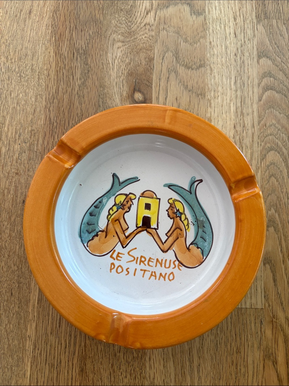 Emporio Sirenuse Orange and Turquoise Positano Ceramic Ashtray
